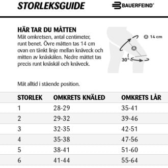 Bauerfeind GenuTrain A3 Storleksguide