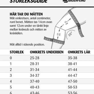 Bauerfeind GenuTrain Storleksguide
