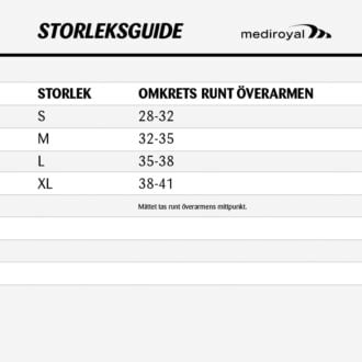Mediroyal SRX Axelskydd storleksguide