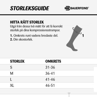 Bauerfeind Run Performance Compression Socks Storleksguide